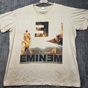 Eminem Men's Graphic T-Shirt 3X White Distressed Fire Print Bay Island **READ**